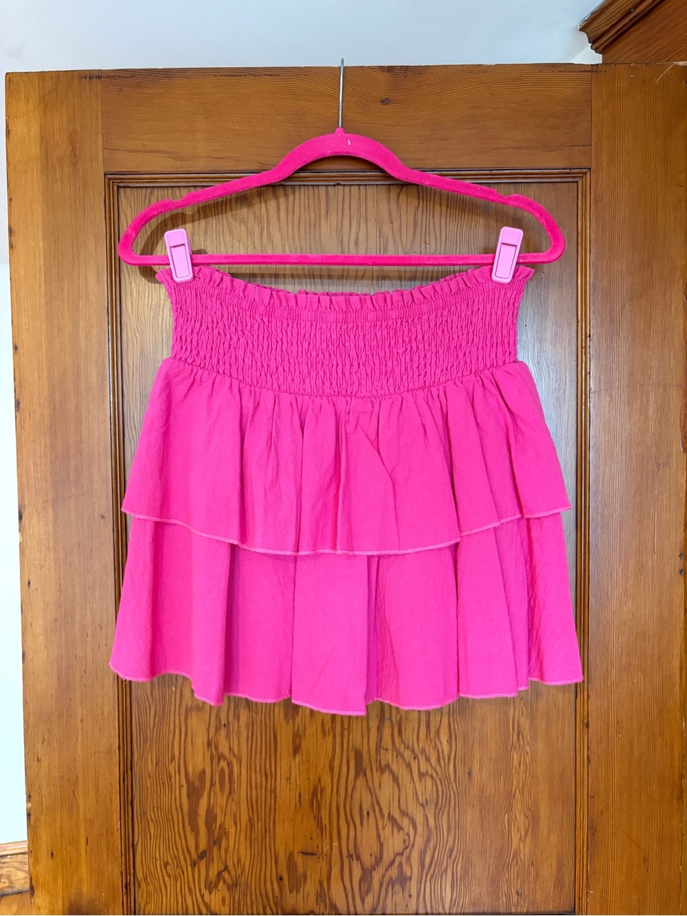 SHEIN Bright Pink Tiered Mini Skirt